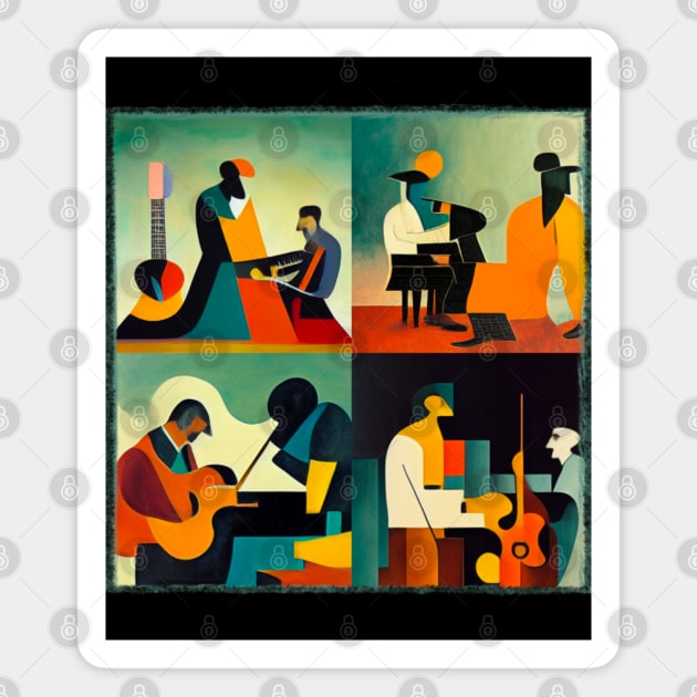 Contemporary Abstract Jazz Quartet Magnet by Artist Rob Fuller